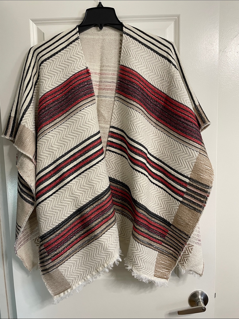 Lucky Brand Women’s Southwestern Fringe Poncho Shawl Wrap Boho Blanket Festival